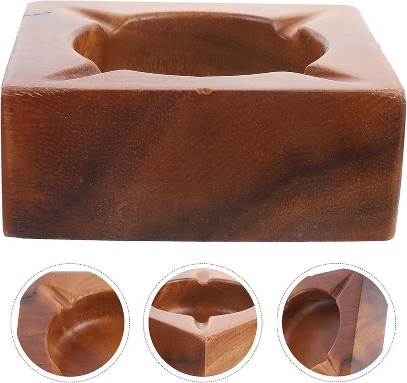 منفضة سجائر خشبية قديمة كبيرة محمولة، صينية رماد السيجار، زينة ديكور لغرفة المعيشة والمكتب - Image 3